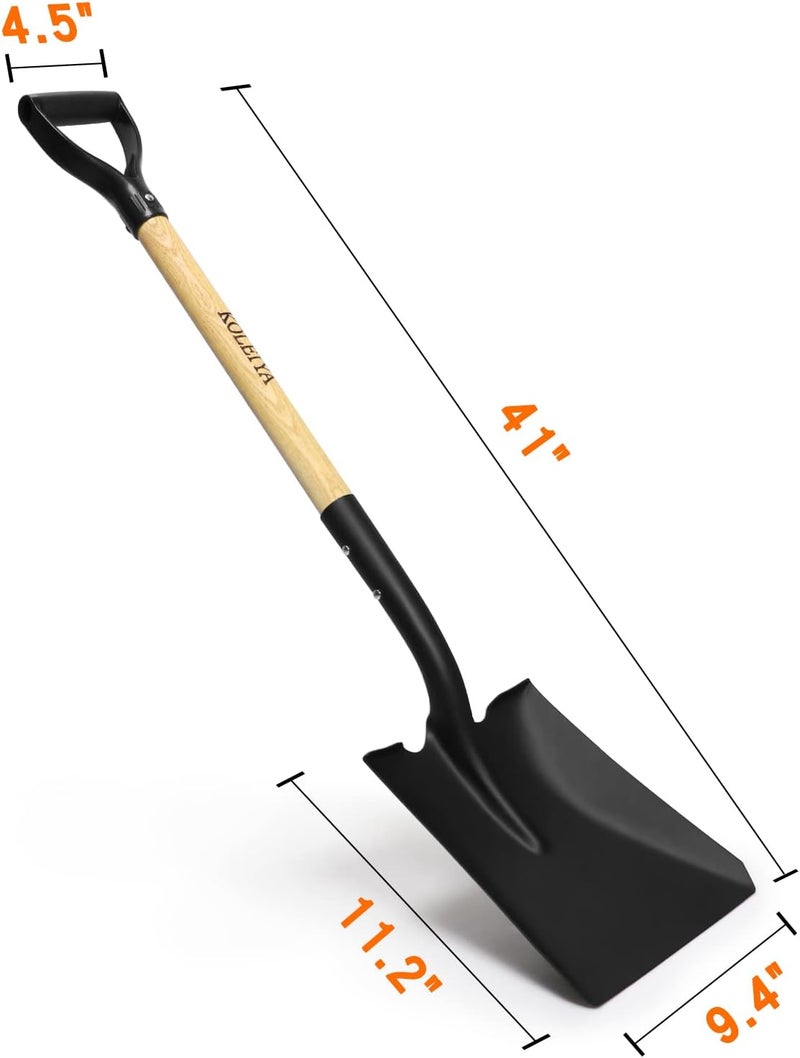 KOLEIYA Flat Shovel,Transfer Shovel with D Handel and Heavy Duty Square Head for Landscaping,Gardening,Construction,Snow Shoveling and Yard Work,41-Inch,Metal+Wooden - Image 5